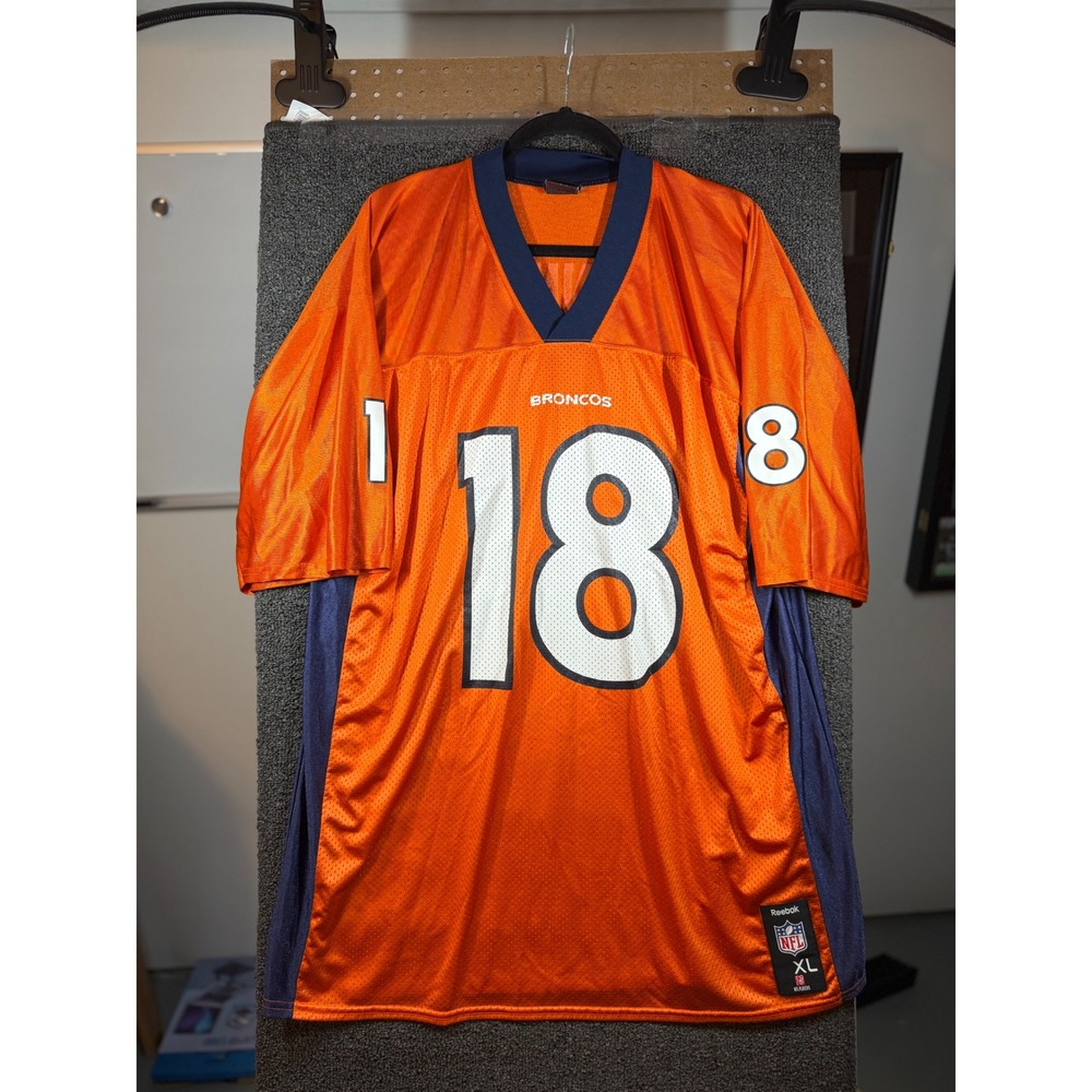Reebok NFL Jersey Mens XL Orange Denver Broncos Peyton Manning 18 Football